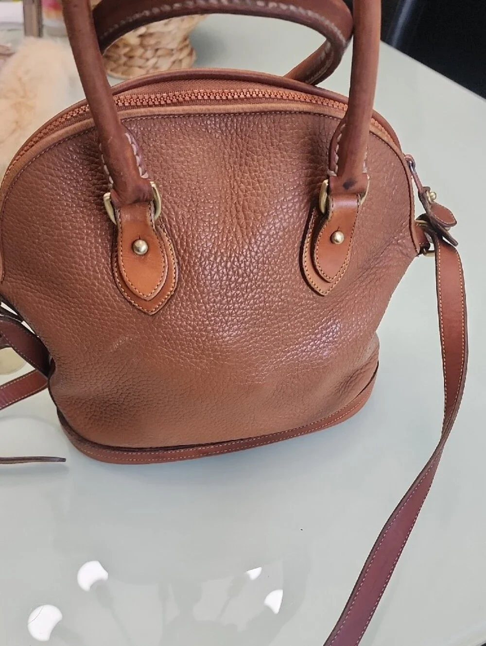 Dooney & Bourke  Chestnut Brown Pebbled Leather Satchel All Weather. No Tag